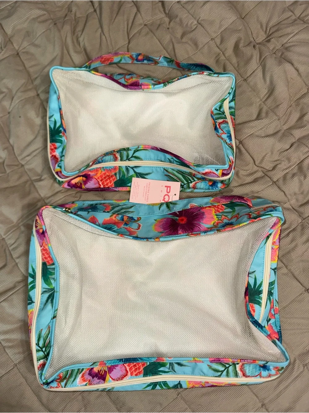 PQ Swim Floral Turquoise Packing Cube Set - 2 Pack
